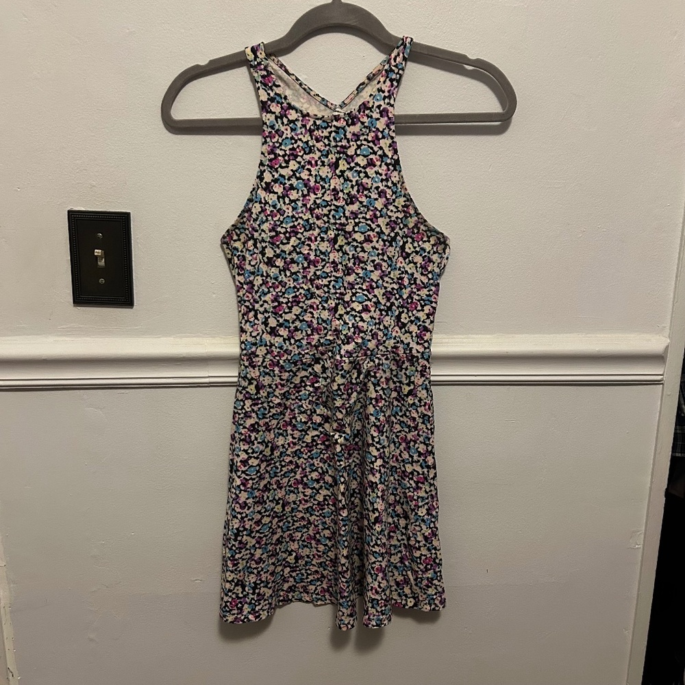 American Eagle Multicolor Printed Skater Dress with Cut-out Back - Size XXS